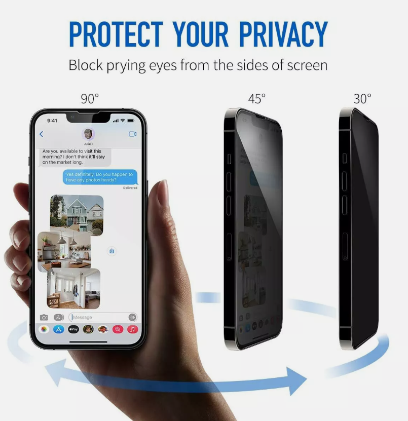 iPhone 17 Pro Max Tempered Glass Screen Protector – Privacy Film, HD Diamond