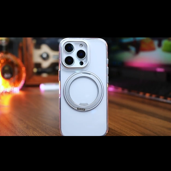 iPhone 17 Pro Max Case – Rotating Magnetic Ring Stand, Anti-Fingerprint Gear