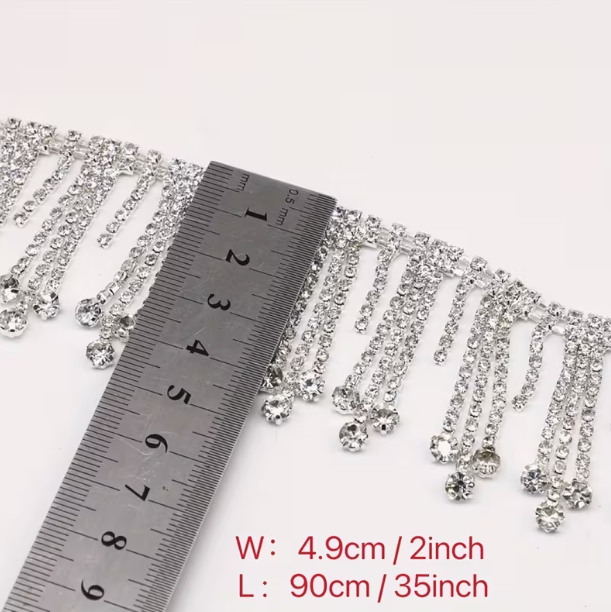 Rhinestone Crystal Tassel Chain Fringe Trim for Crafts