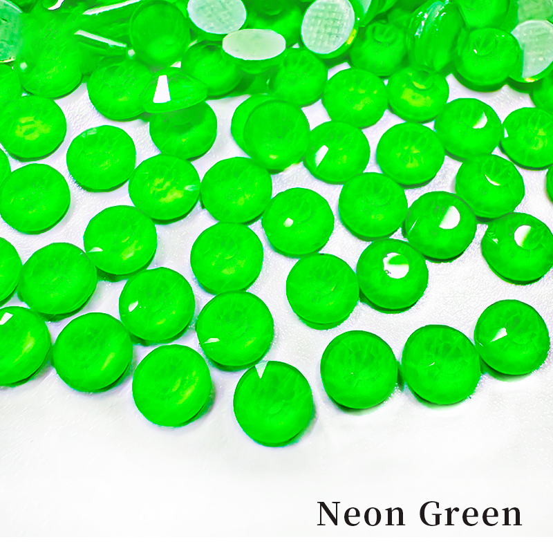 Glower® Neon Green Premium Hotfix Rhinestone Flat Back