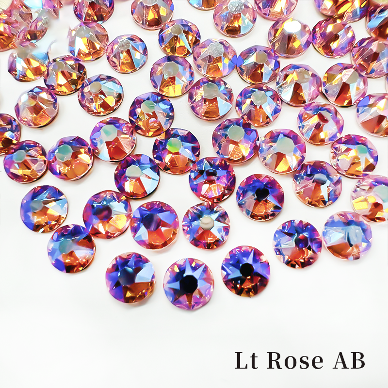 Glower® AB-Light Rose Premium Hotfix Rhinestone Flat Back