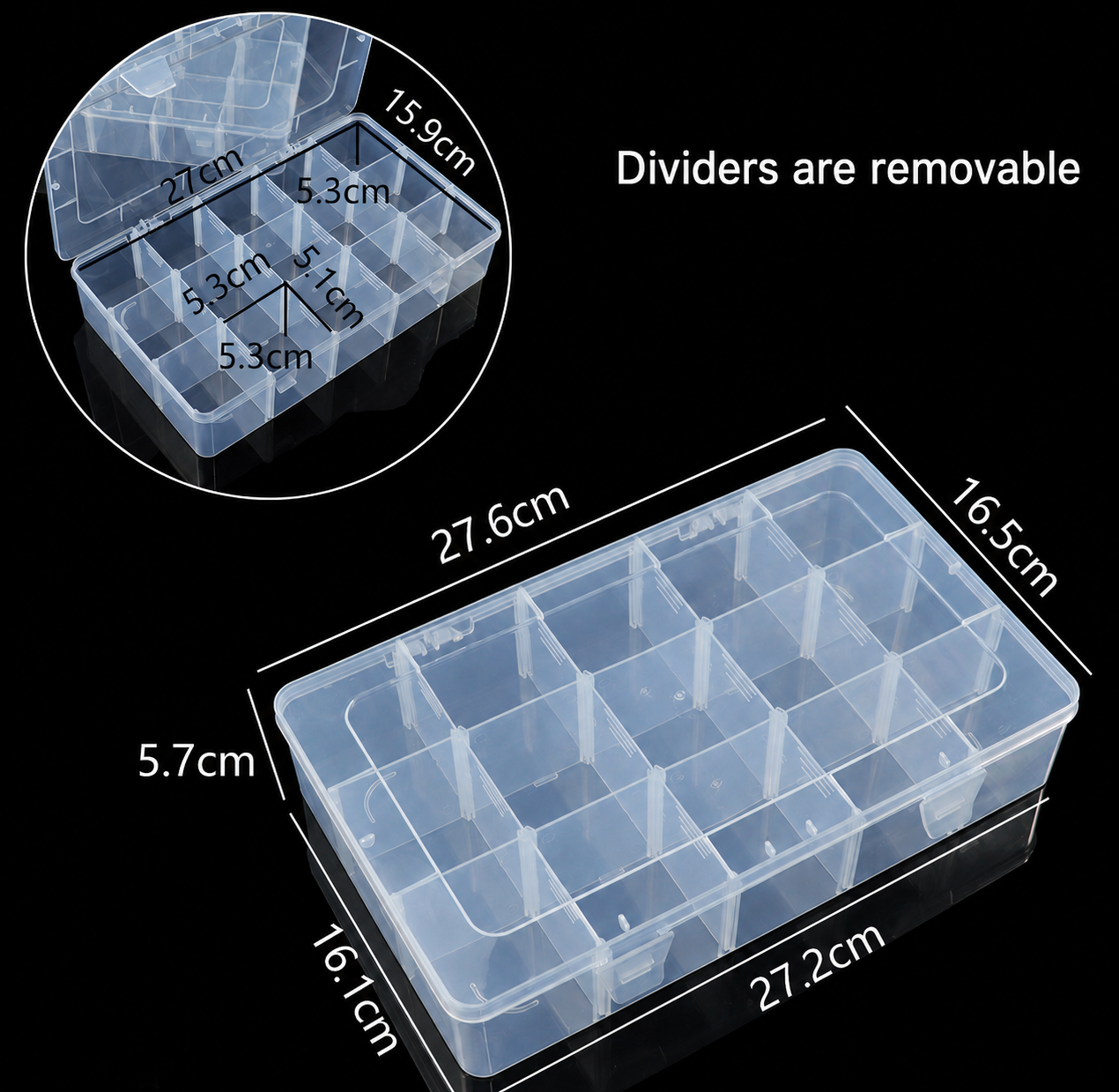 15-Grid Adjustable Plastic Storage Box