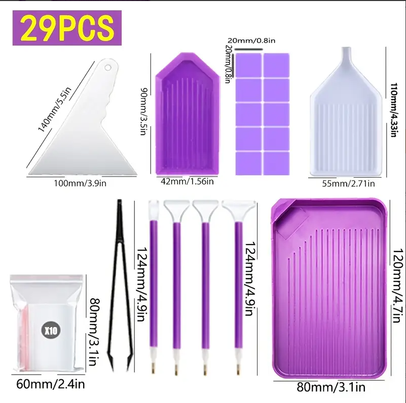 DIY Rhinestones Gems Diamond Art Tray Funnel Tools Kit Set