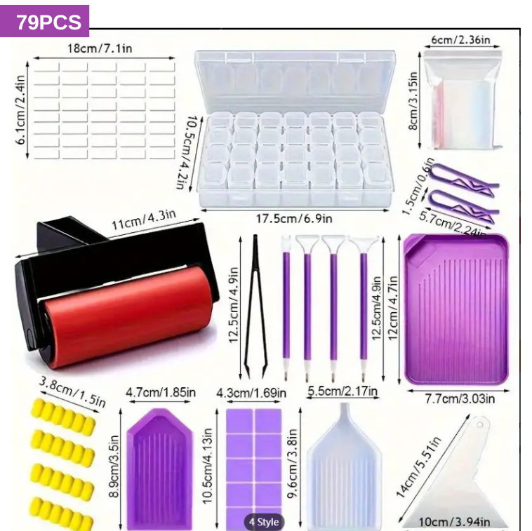 DIY Rhinestones Gems Diamond Art Tray Funnel Tools Kit Set