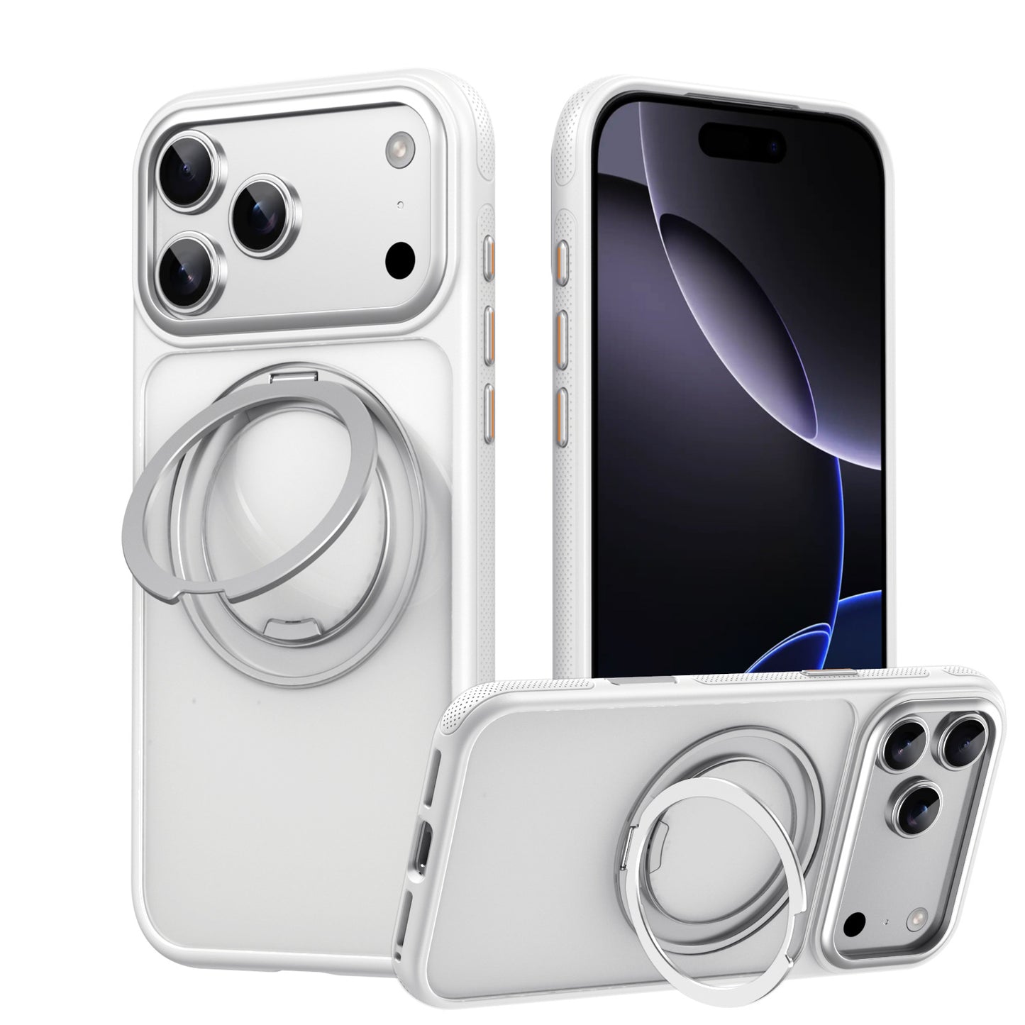 iPhone 17 Pro Max Case – Rotating Magnetic Ring Stand, Anti-Fingerprint Gear
