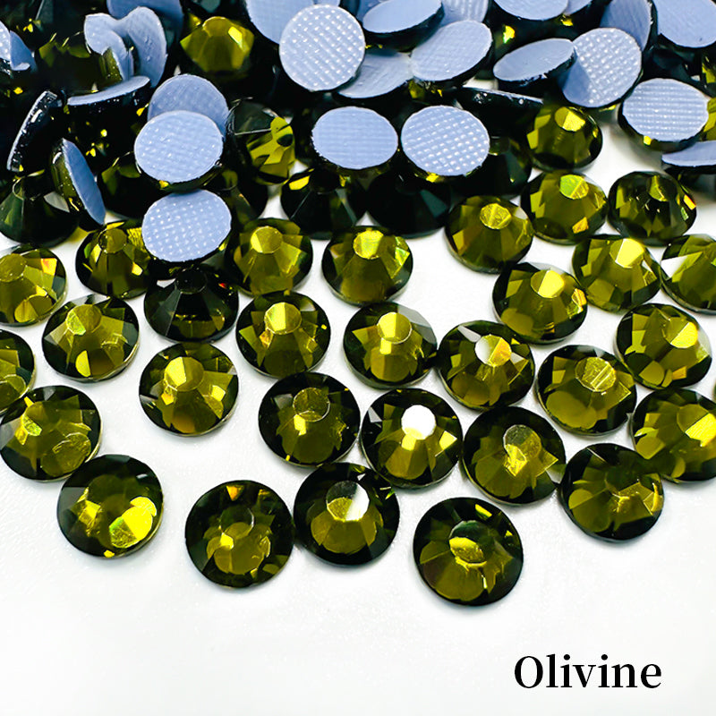 Glower® Olivine Premium Hotfix Rhinestone Flat Back
