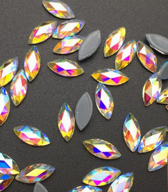 Glower® Navette Shape Hotfix Rhinestone Flat Back