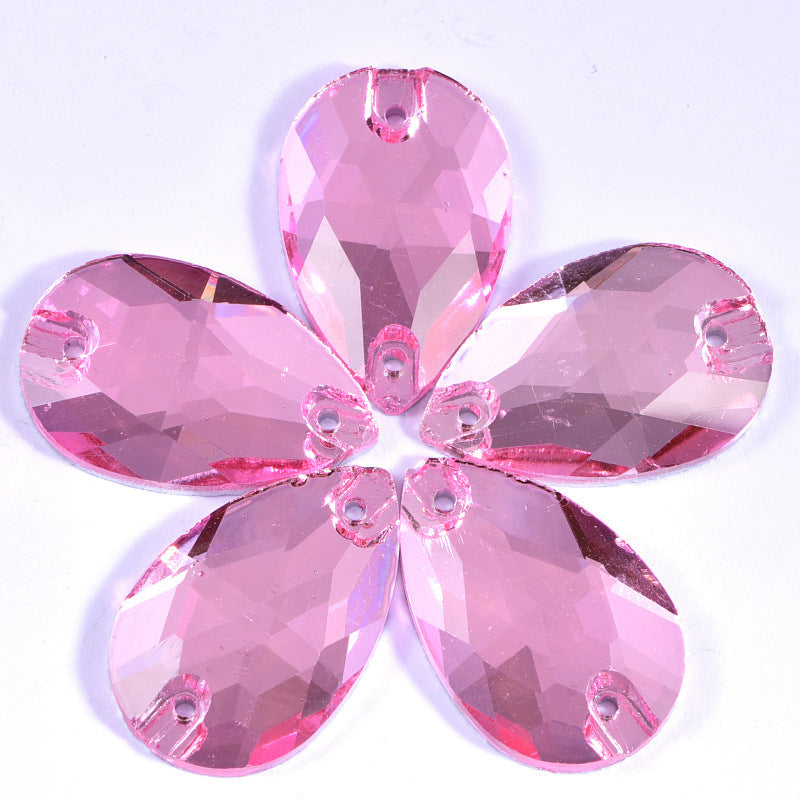 Assorted Standard Colours Tear-Drop Sew-on Flat Back Crystal
