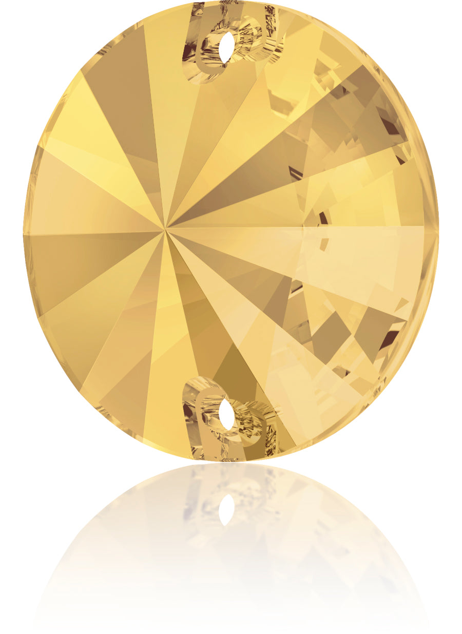 CRYSTAL METALLIC SUNSHINE RIVOLI SEW-ON SWAROVSKI® CRYSTAL 3200 FLAT BACK