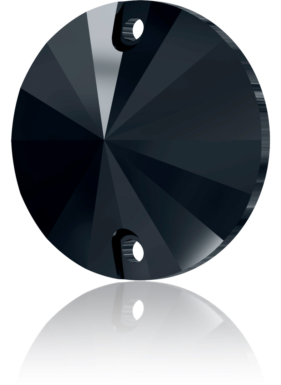 JET RIVOLI SEW-ON SWAROVSKI® CRYSTAL 3200 FLAT BACK