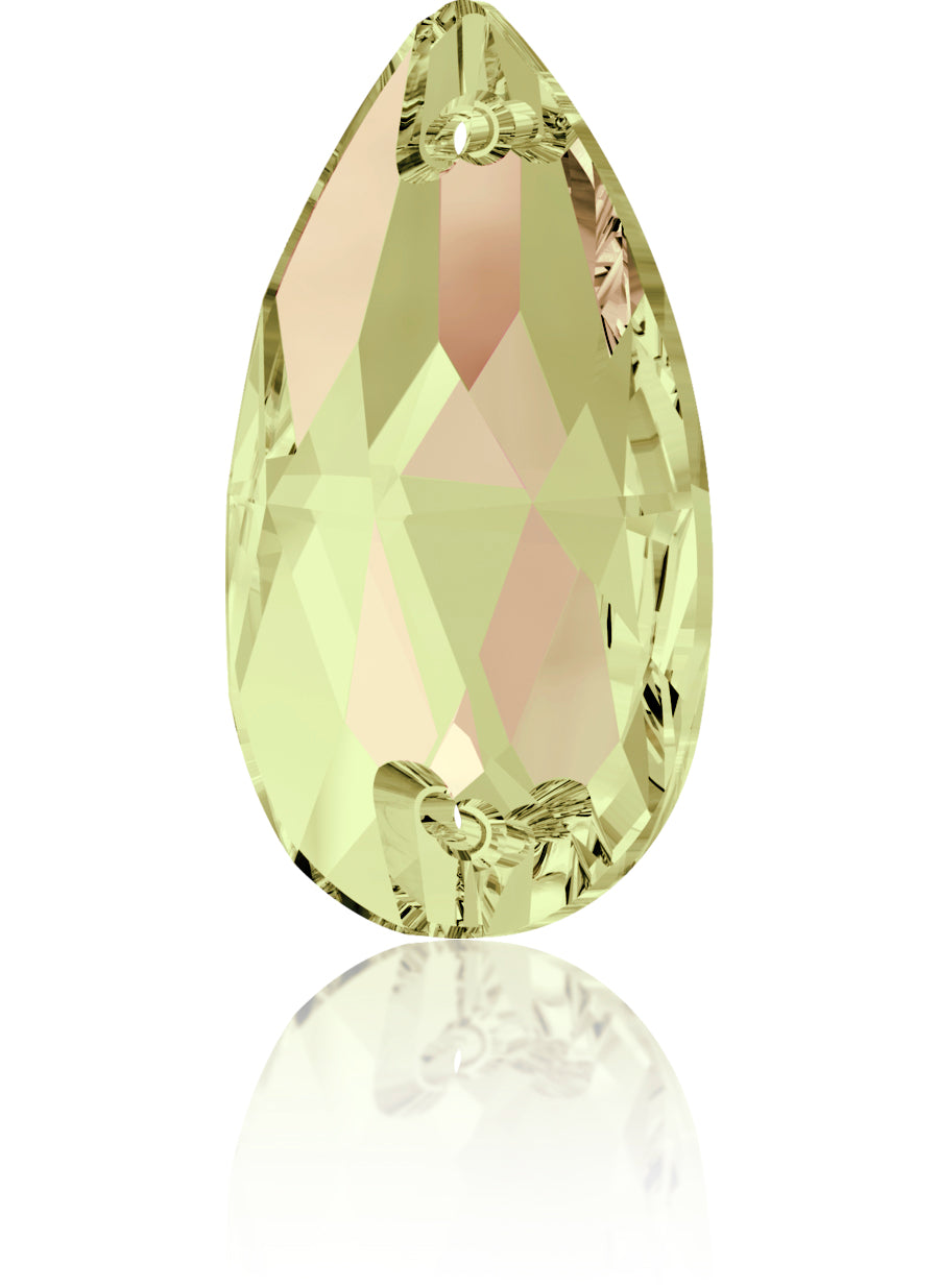 CRYSTAL LUMINOUS GREEN DROP SEW-ON SWAROVSKI® CRYSTAL 3230 FLAT BACK