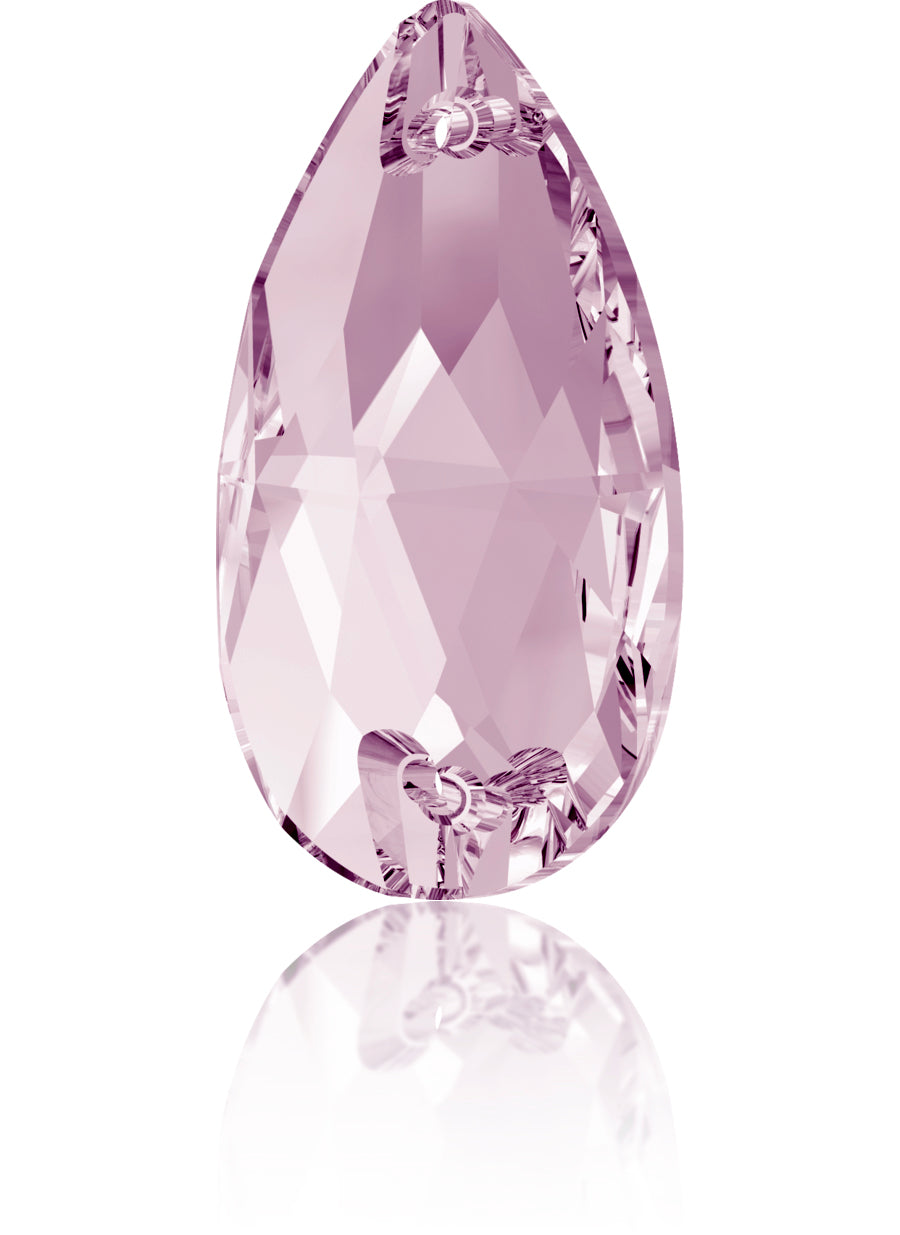 LT AMETHYST DROP SEW-ON SWAROVSKI® CRYSTAL 3230 FLAT BACK