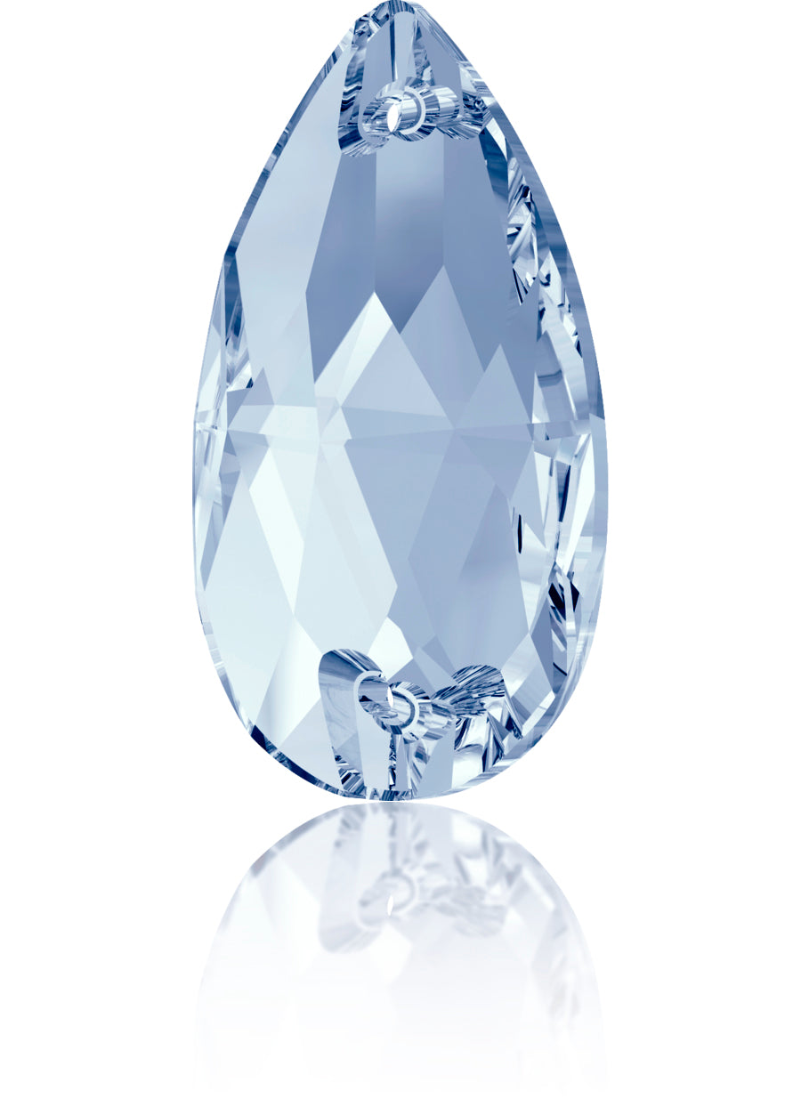 LT SAPPHIRE DROP SEW-ON SWAROVSKI® CRYSTAL 3230 FLAT BACK