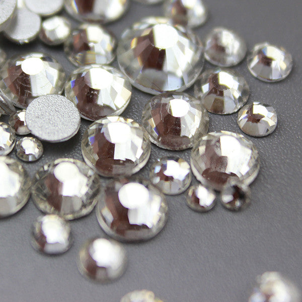 Assorted Sizes Clear Glass Rhinestone No-Hotfix AAA Grade