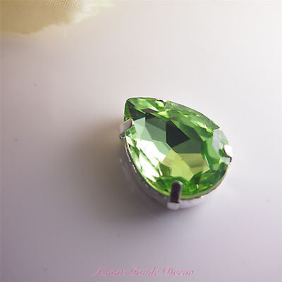 5pcs 13x18mm Teardrop Color Beveled Glass Sewing Rhinestones