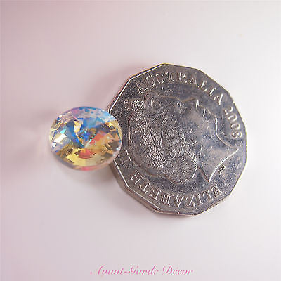 5pcs AB-Clear Teardrop Rivoli Beveled Glass Rhinestones Crystal Nail Art