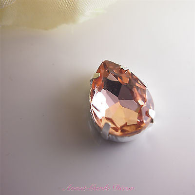 5pcs 13x18mm Teardrop Color Beveled Glass Sewing Rhinestones
