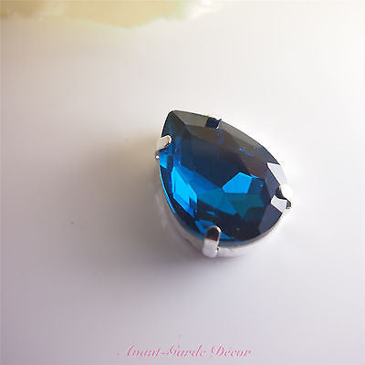 5pcs 13x18mm Teardrop Color Beveled Glass Sewing Rhinestones