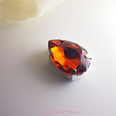 5pcs 13x18mm Teardrop Color Beveled Glass Sewing Rhinestones