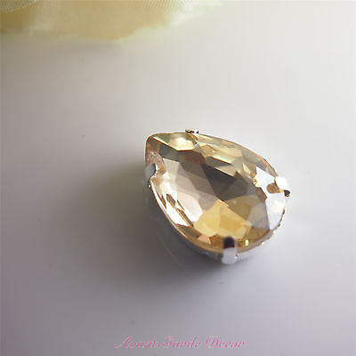 5pcs 13x18mm Teardrop Color Beveled Glass Sewing Rhinestones