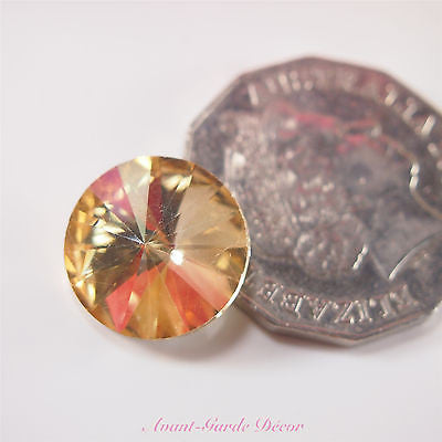 5pcs Gold Champagne Teardrop Rivoli Beveled Glass Rhinestones