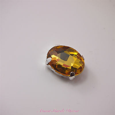5pcs 10x14mm Oval Coloured Beveled Glass Sewing Rhinestones Crystal Decoration