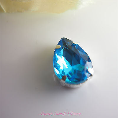 5pcs 13x18mm Teardrop Color Beveled Glass Sewing Rhinestones