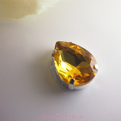 5pcs 13x18mm Teardrop Color Beveled Glass Sewing Rhinestones