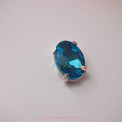 5pcs 10x14mm Oval Coloured Beveled Glass Sewing Rhinestones Crystal Decoration