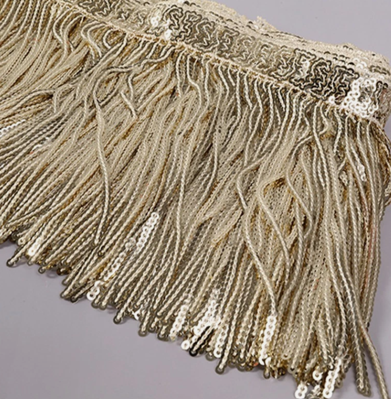 14cm Long Tassel Sequins Lace Fringe Trim Sewing Performance For Latin Dresses Fringes