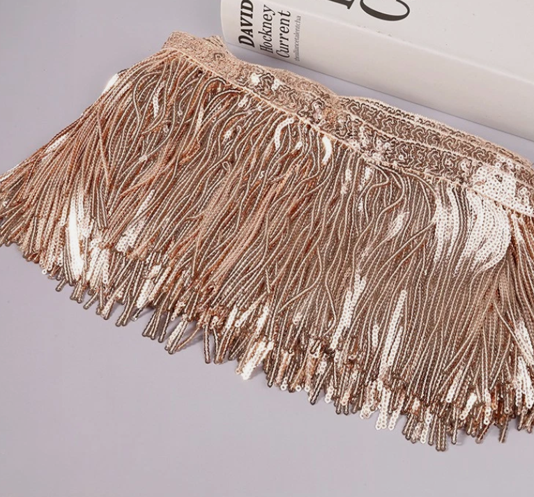14cm Long Tassel Sequins Lace Fringe Trim Sewing Performance For Latin Dresses Fringes