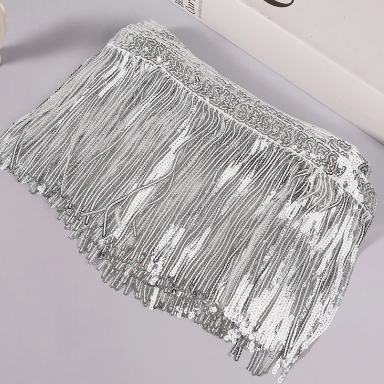 14cm Long Tassel Sequins Lace Fringe Trim Sewing Performance For Latin Dresses Fringes