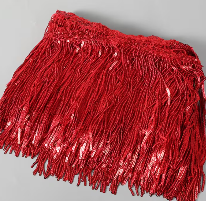 14cm Long Tassel Sequins Lace Fringe Trim Sewing Performance For Latin Dresses Fringes
