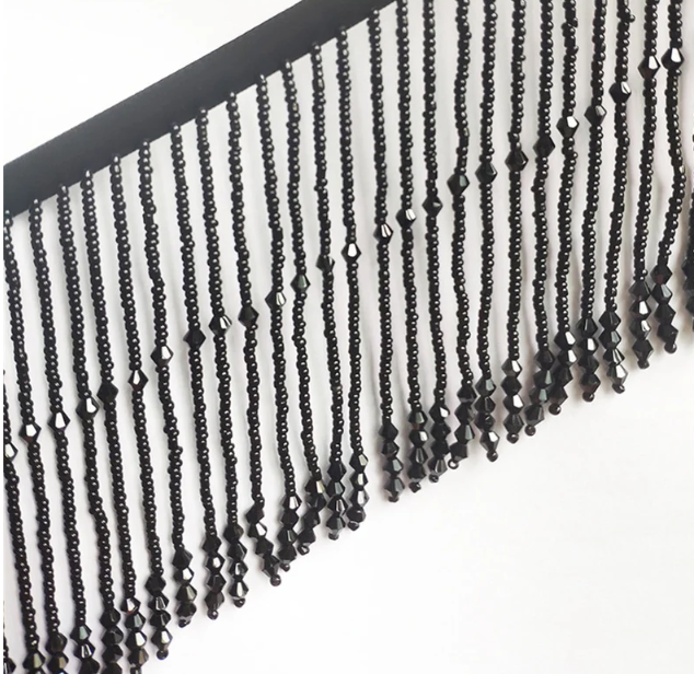 Dangling Beaded Trim Tassel Crystal Fringe Lace Trim