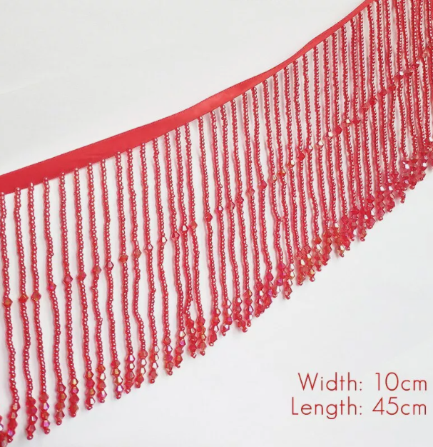 Dangling Beaded Trim Tassel Crystal Fringe Lace Trim