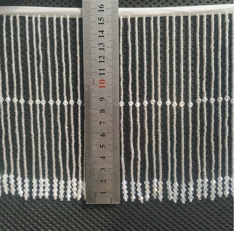 Dangling Beaded Trim Tassel Crystal Fringe Lace Trim