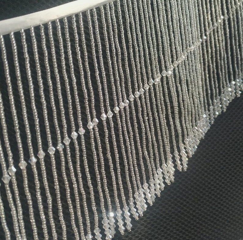 Dangling Beaded Trim Tassel Crystal Fringe Lace Trim