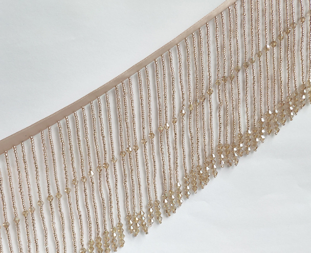 Dangling Beaded Trim Tassel Crystal Fringe Lace Trim