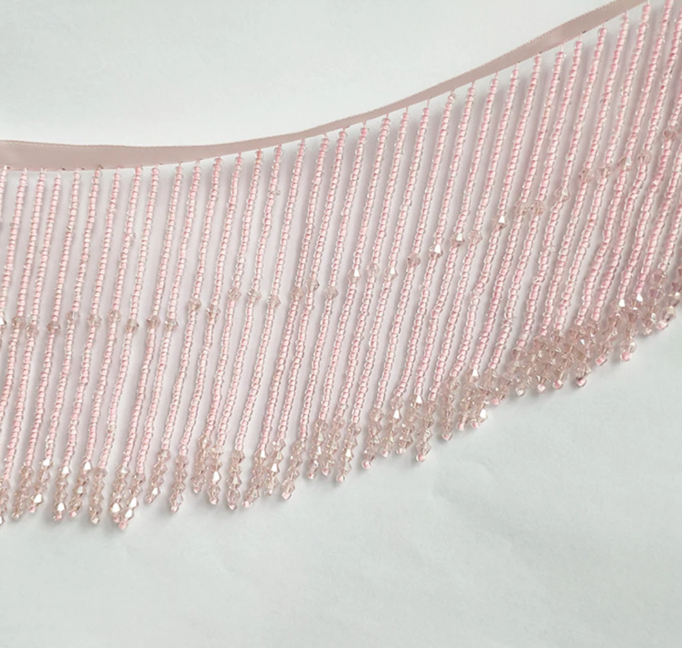 Dangling Beaded Trim Tassel Crystal Fringe Lace Trim