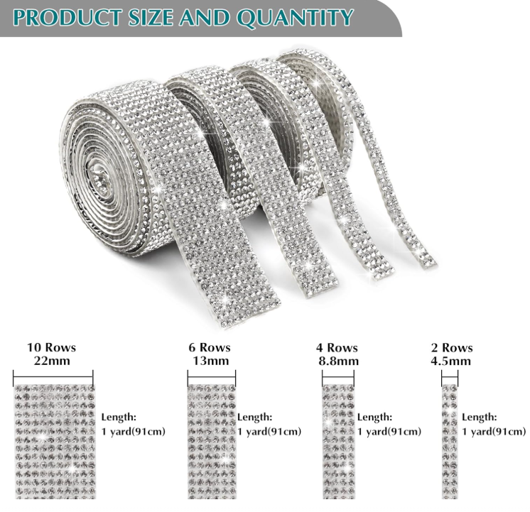 Self Adhesive Crystal Rhinestone Diamond Ribbon DIY Sticker