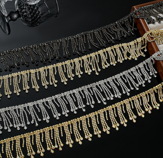 Rhinestone Crystal Tassel Chain Fringe Trim for Crafts