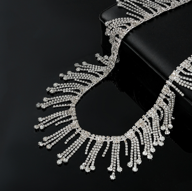 Rhinestone Crystal Tassel Chain Fringe Trim for Crafts