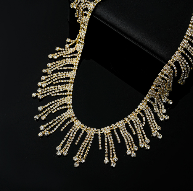 Rhinestone Crystal Tassel Chain Fringe Trim for Crafts