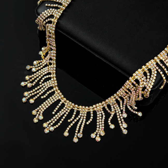 Rhinestone Crystal Tassel Chain Fringe Trim for Crafts