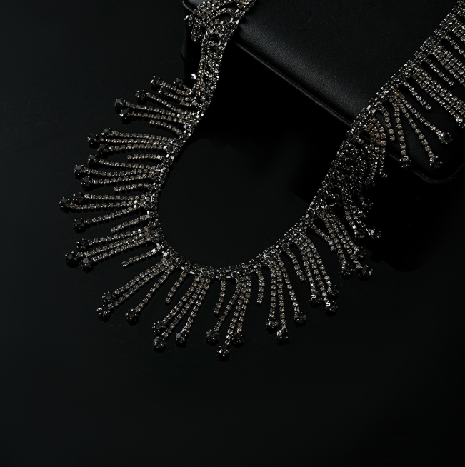 Rhinestone Crystal Tassel Chain Fringe Trim for Crafts