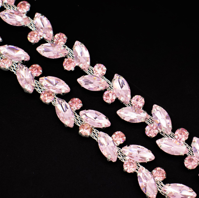 Marquise Rhinestone Chain Crystal Trimming Shiny Sew On Applique Costume Craft