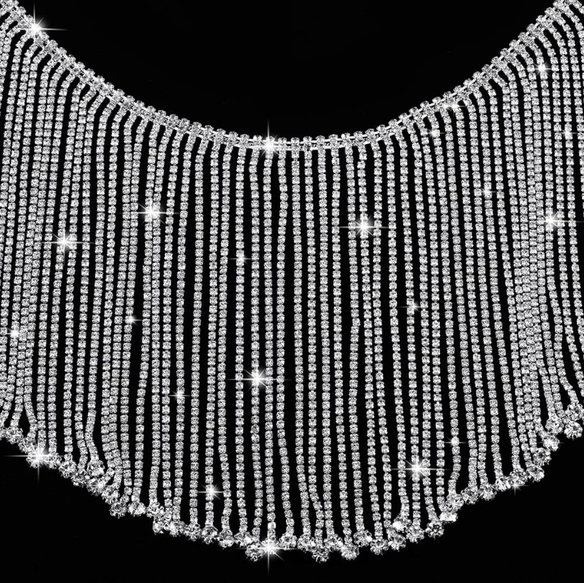 Long Tassel Rhinestone Crystal Tassel Chain Fringe Trim for Crafts