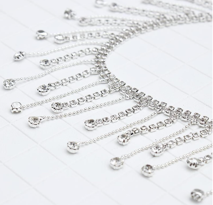 Rhinestone Ribbon Tassel Crystal Chain Fringe Trim for Crafts