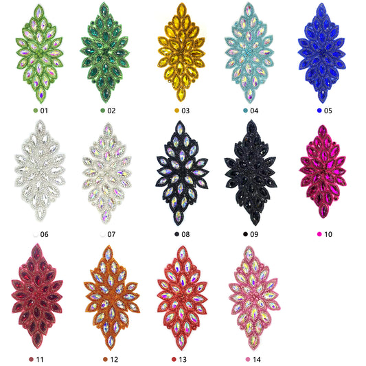 <Back Order> Hotfix Iron On Crystal Motif Pre-Made Crystal Pattern Design A