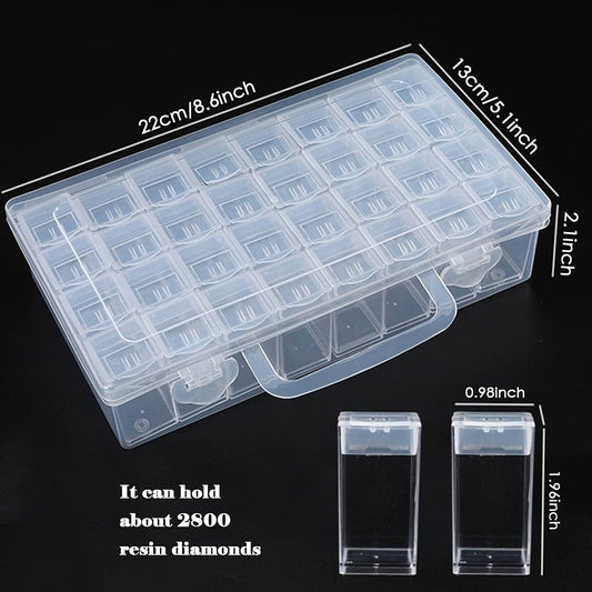 32 Grids Diamond Painting Drill Storage Containers, Diamond Organizer Case Embroidery Beads Storage Box with Label